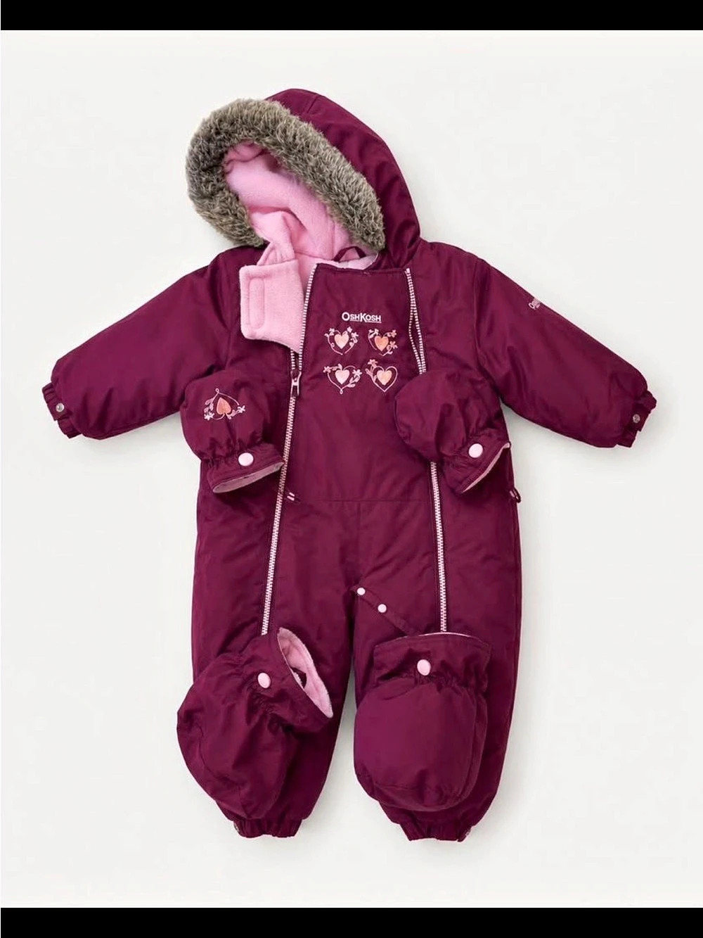 OshKosh Kids Purple & Pink Hooded Footie Like New